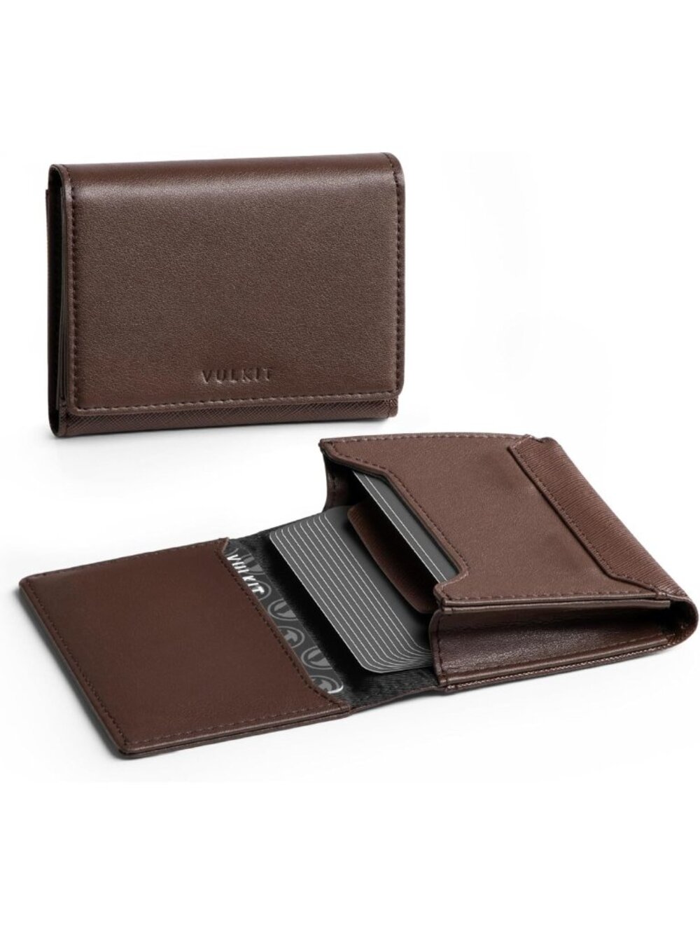 Premium Leather RFID Blocking Business Card Holder with ID Window, Magnetic